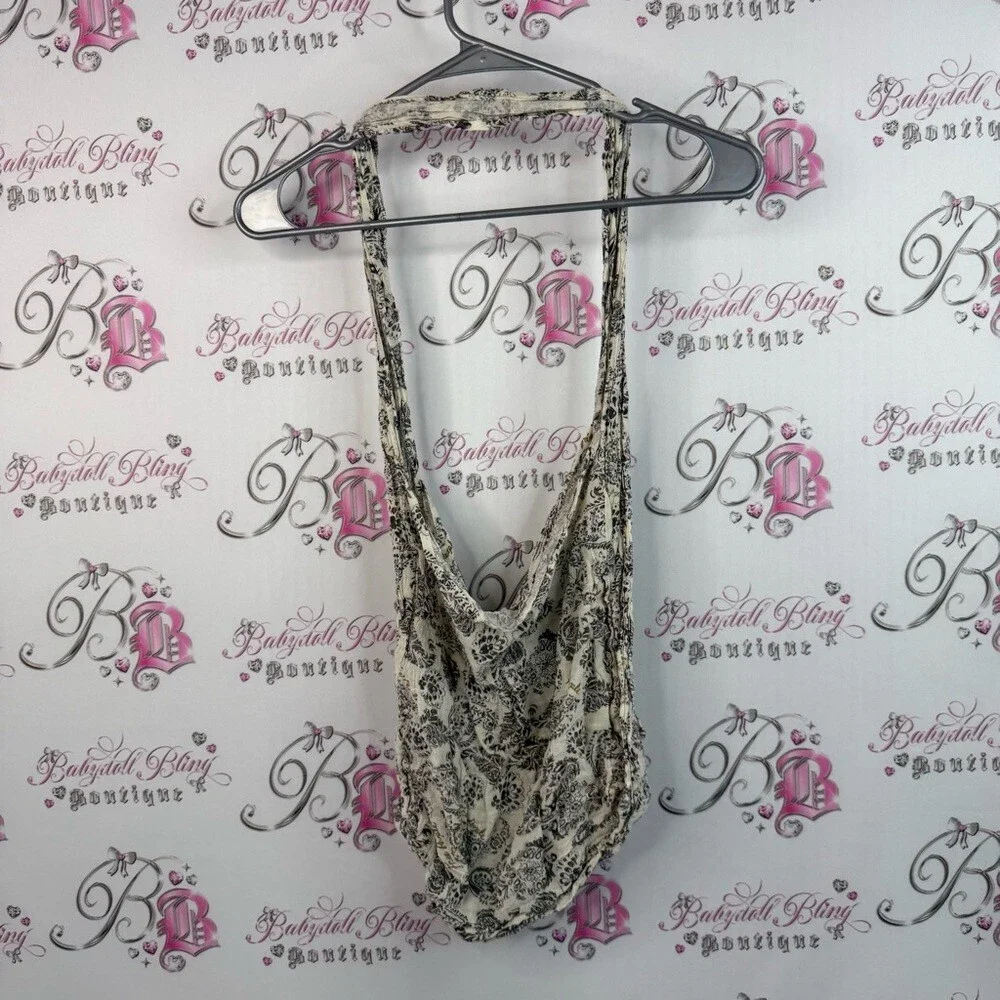 Free People bag long strap tote gold paisley cream Black and White Paisley Top
